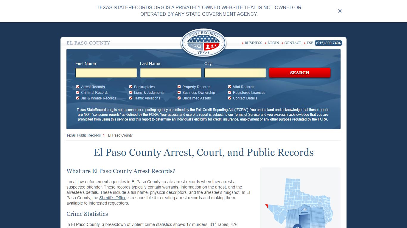 El Paso County Arrest, Court, and Public Records